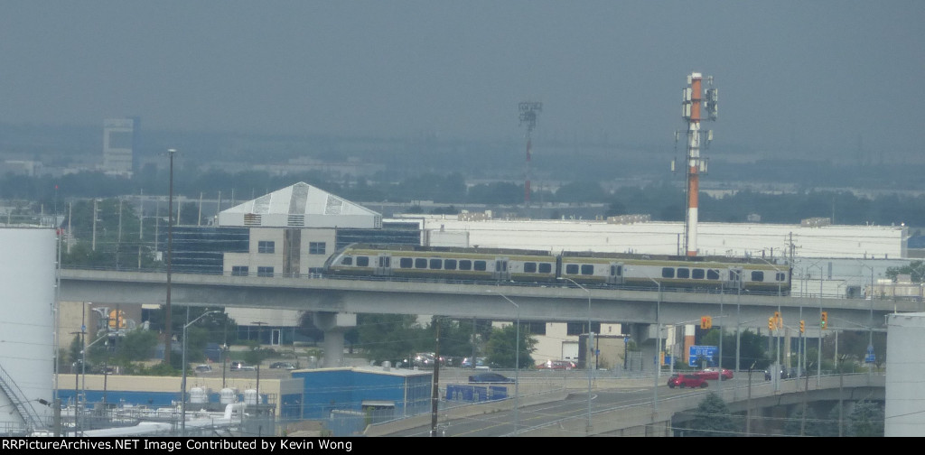 UP Express on the viaduct approaching Pearson Airport